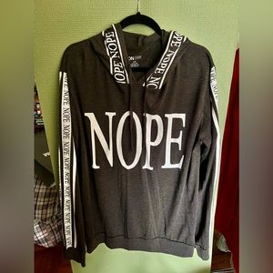 Heather Gray & White “NOPE” Workout Hoodie, 100% Cotton